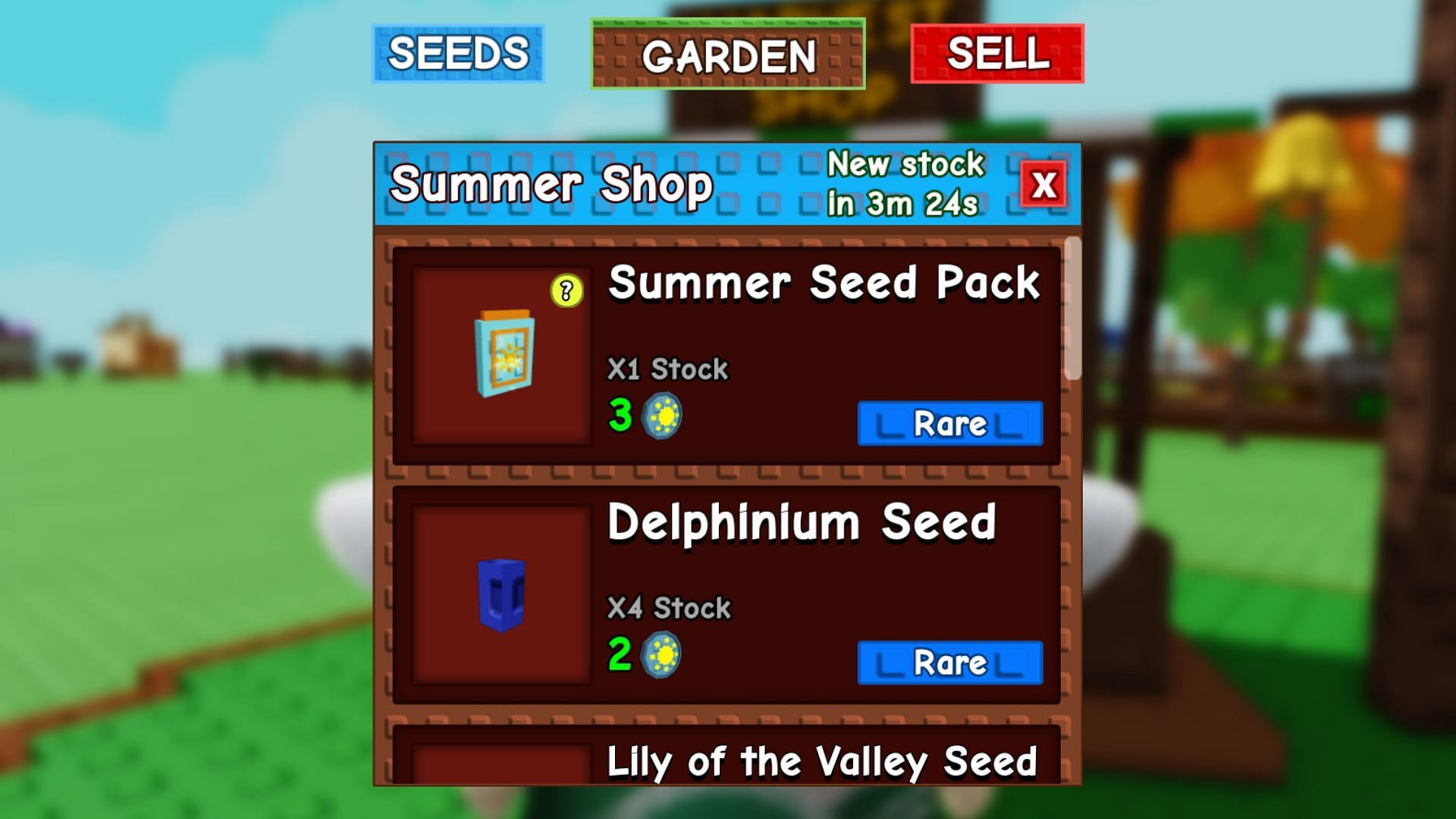 You can use the Summer Coins to buy items in the Harvest Shop (Image via Roblox)